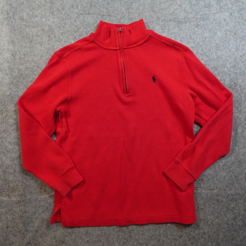 Polo‎ Ralph Lauren Boys Kids Large Red 1/4 Zip Pullover Sweater Knit